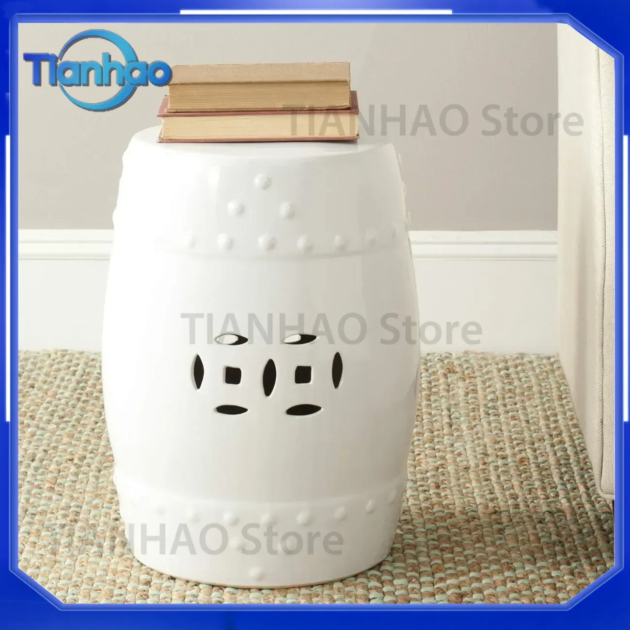 Ceramic Stool for Household Decor Indoor Outdoor Use for Living Room Bedroom Garden Model Room Ornament Golden Ceramic Crafts