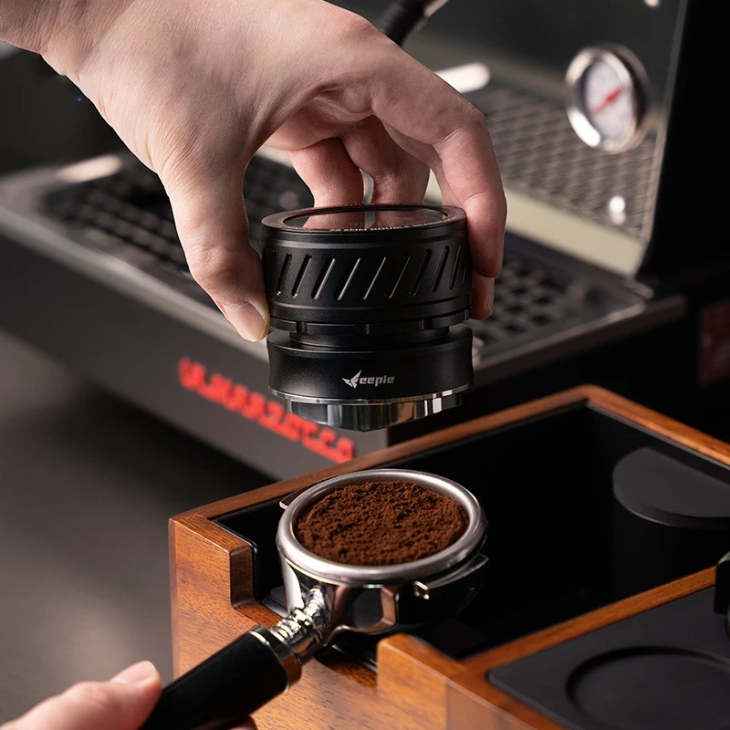 

Feepie 58.5mm Double-bearing Self-weight Coffee Powder Dispenser Adjustable Height Pressing Hammer Espresso Powder Powder Tool