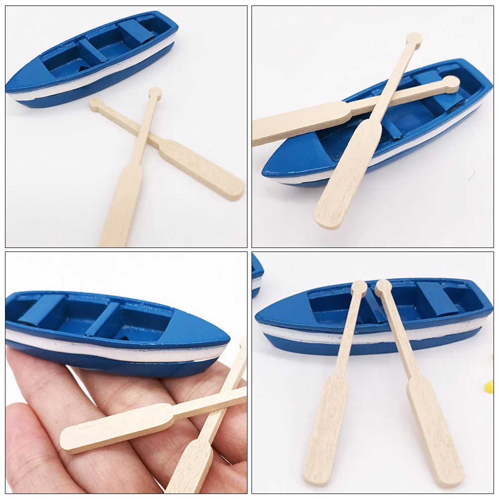 5 Sets Mini Scull Trustworthy Decoration Little Resin Boat Model Dollhouse Ornament Accessories Rowboat Miniature