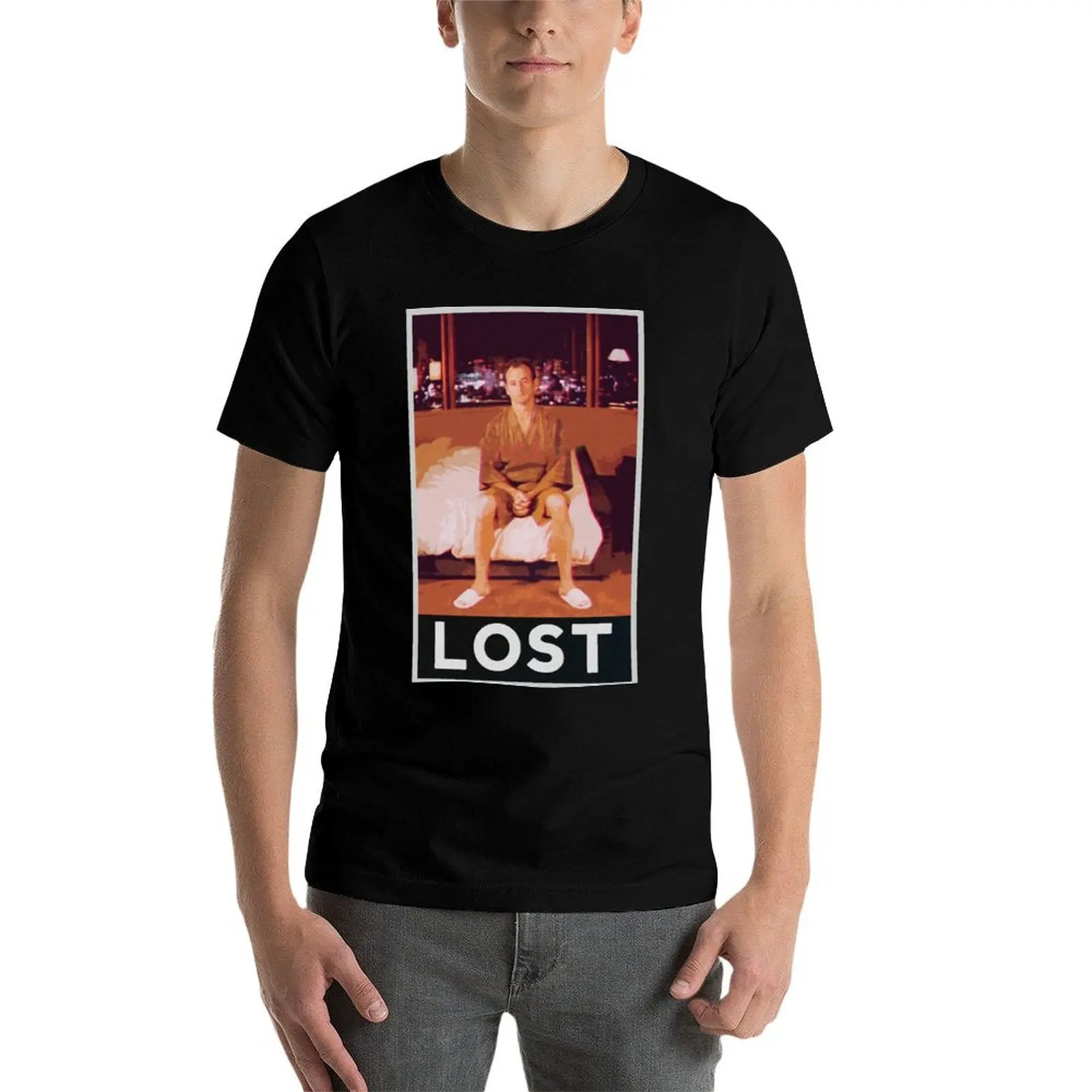 Camiseta Lost in Trlation verano 2025, camiseta de anime, camiseta personalizada, camisetas negras para hombres