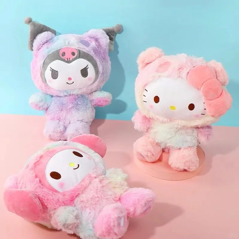 Oryginalna pluszowa lalka Kuromi Cinnamoroll 22 cm Kolorowa seria panda w przebraniu Kawaii Anime Toy Room Decoration Surprise Gift
