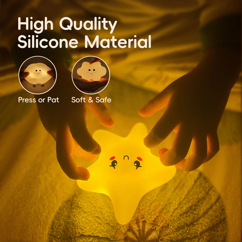 Novelty LED Star Cloud Silicone Night Light Nursery Sleeping Wall Lamp Rechargable Beside Lamp For Baby Bedroom Decor image 2