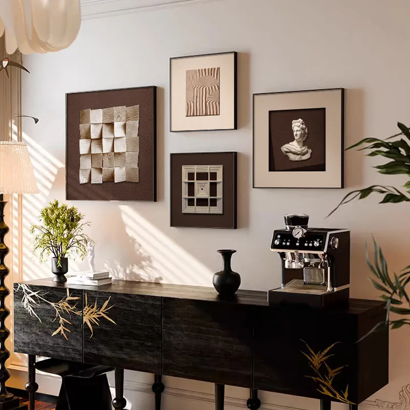 Italian Chinese and ancient style dining room decorative painting abstract combination living room sofa background wall