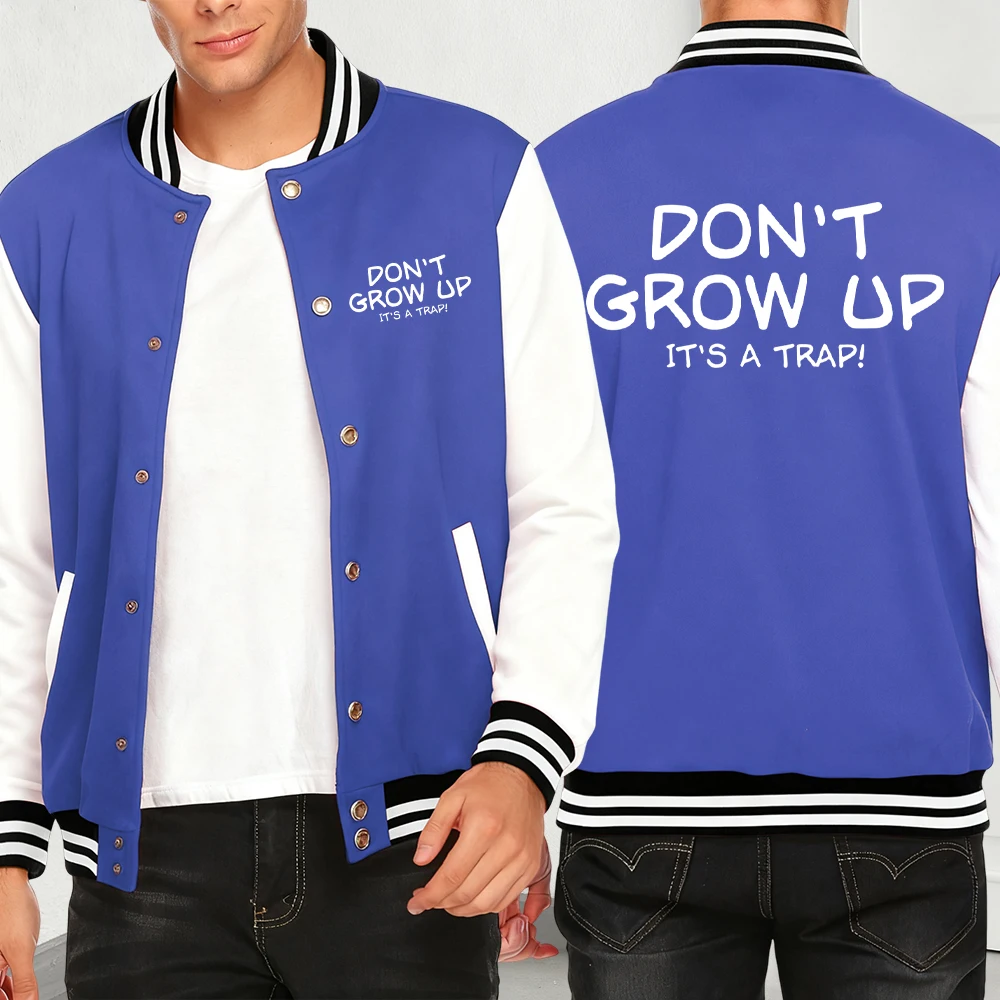 

Don't Grow Up It's A Trap Осенние мужские куртки с забавным принтом и карманами на пуговицах Одежда Свободная мода Унисекс Бейсбольный трикотаж Повседневное пальто