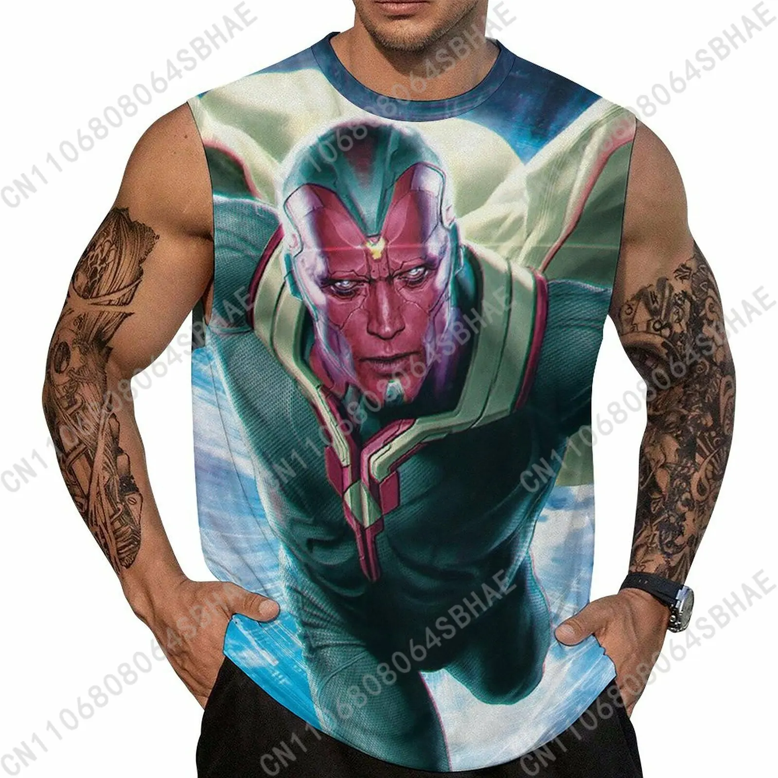 

Marvel Vision Custom Men's Sleeveless Shirt Personalized Tank Top Wear Summer Vest Tops Men Daily Use Cosplay