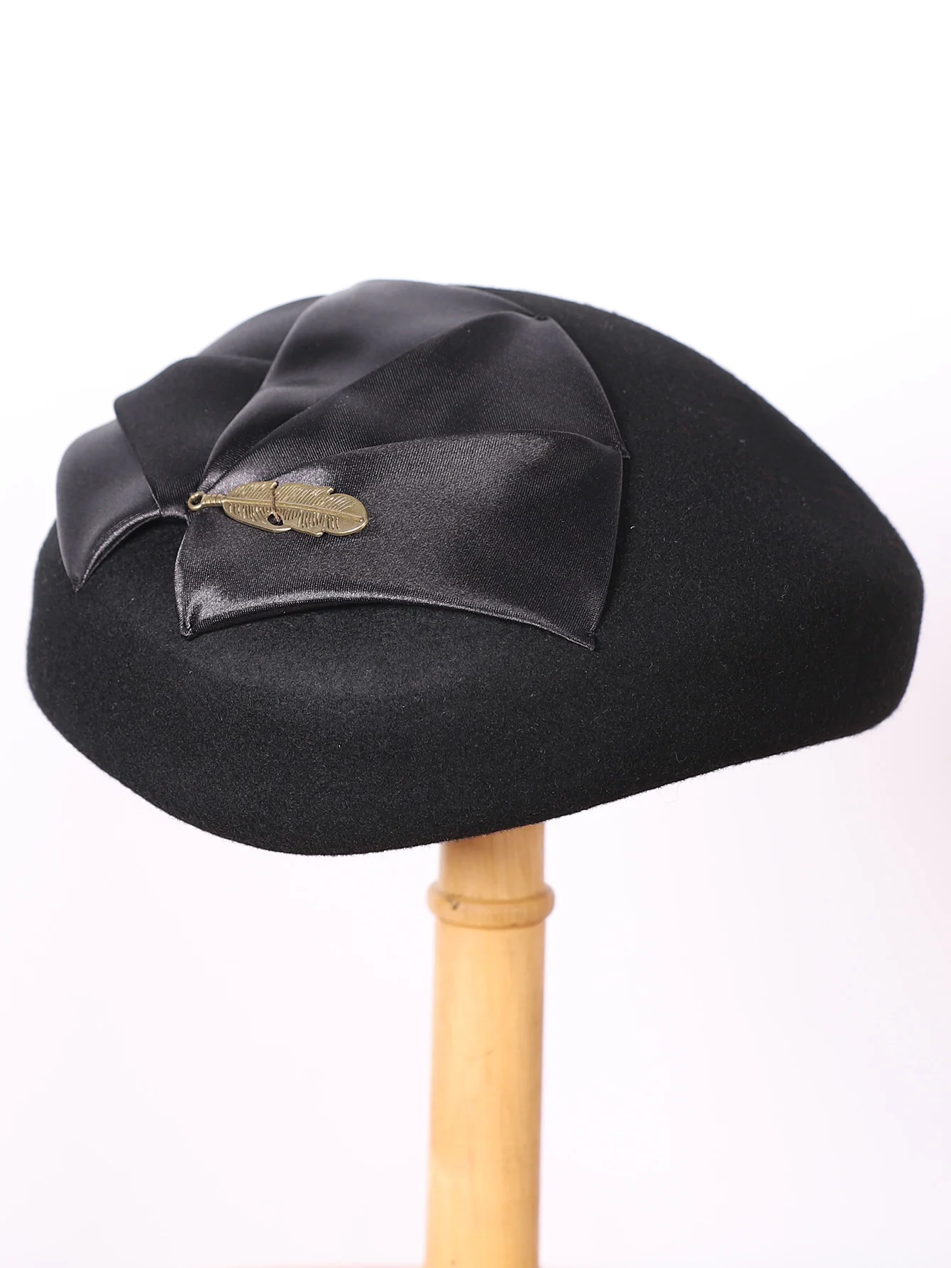 Eleganter Wollfilz-Fascinator-Hut für Damen, Damen, Hochzeit, Cocktail, formelle Kirche, Teeparty-Hüte, Baskenmütze, Kappen mit Blatt – Detail 20