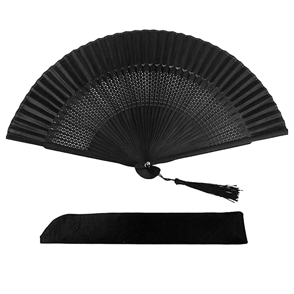 

Black Folding Fan Cover Style Dance Paint Handheld Bamboo Antiquities