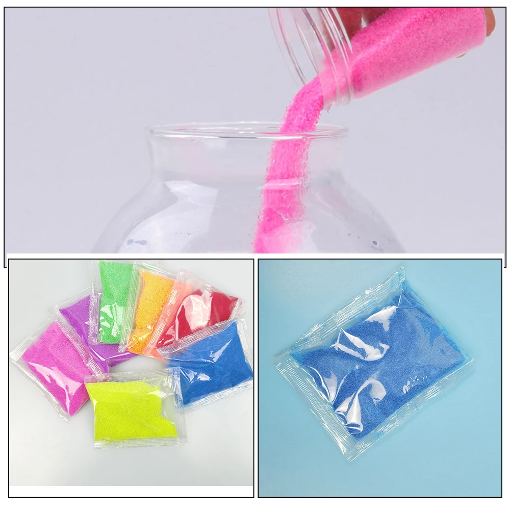 7 pacotes de areia hidrofóbica para crianças, areias moldáveis coloridas, material de aprendizagem criativo, reutilizável para crianças, areias hidrofóbicas, artesanato