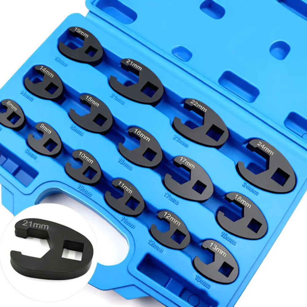 Carbon Steel Flare Nut Spanner Head Set Open End Wrench Tool For Automotive Pipe Repair Narrow Space Use