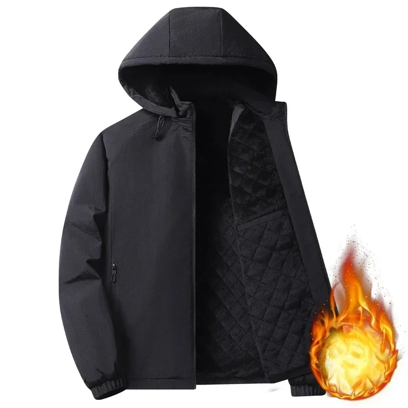 

Men's Hooded Sports Jackets Male Suit Coat Thick Padded Men Clothing Outwear Jacket Autumn Winter Solid Color Business Overcoat