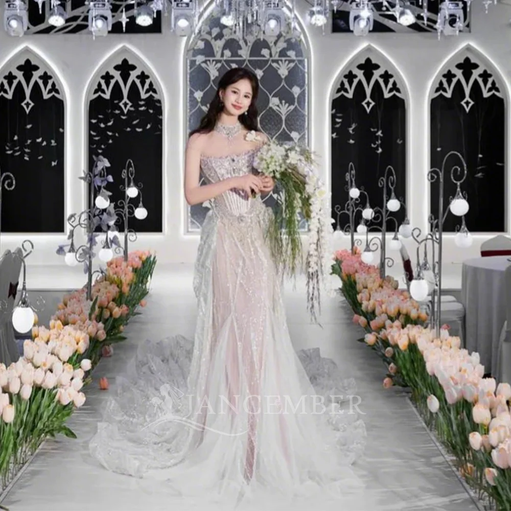 Sleeveless New Bridal Marry Factory Wholesale Wedding Dress Sequin Mermaid Customization Of Large Sizes vestidos para mujer