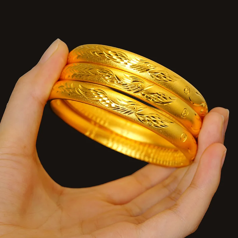 

Ancient Gold-Plated Bracelet for Women Prosperity Brought by the Dragon and the Phoenix Lucky and Ruyi Ethnic Style Jewelry Simu