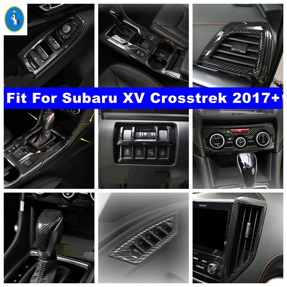 

Carbon Fiber Auto Lift Button / Gear Box / Head Lamps / Dashboard Air AC Panel Cover Trim For Subaru XV Crosstrek 2017 - 2021