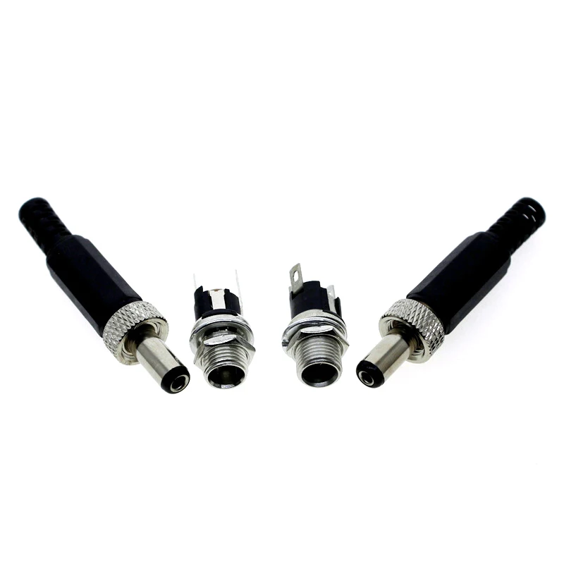 1-10pcs DC Male Welding Plug 5.5x2.1/5.5x2.5mm 5A 30V Locked Power Plug 5.5*2.1 5.5*2.5mm Jack Adapter Connector Plug Connector