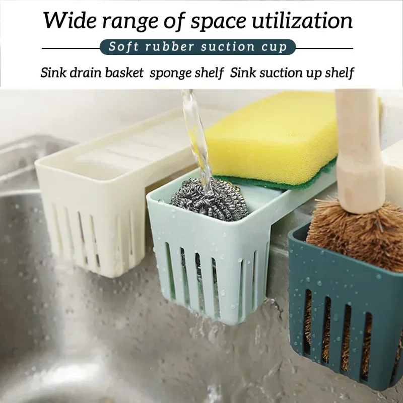 1pc Kitchen Sink Drain Storage Rack Suction Cup Multi-functional Sundries Chopsticks Sponge Organizer  Kitchen