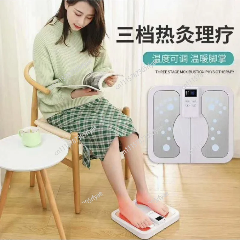 Electric Foot Leg Massage Machine EMS Foot Pad Heating Pulse Meridian Vibration Massager Smart Foot Massage Mat EU