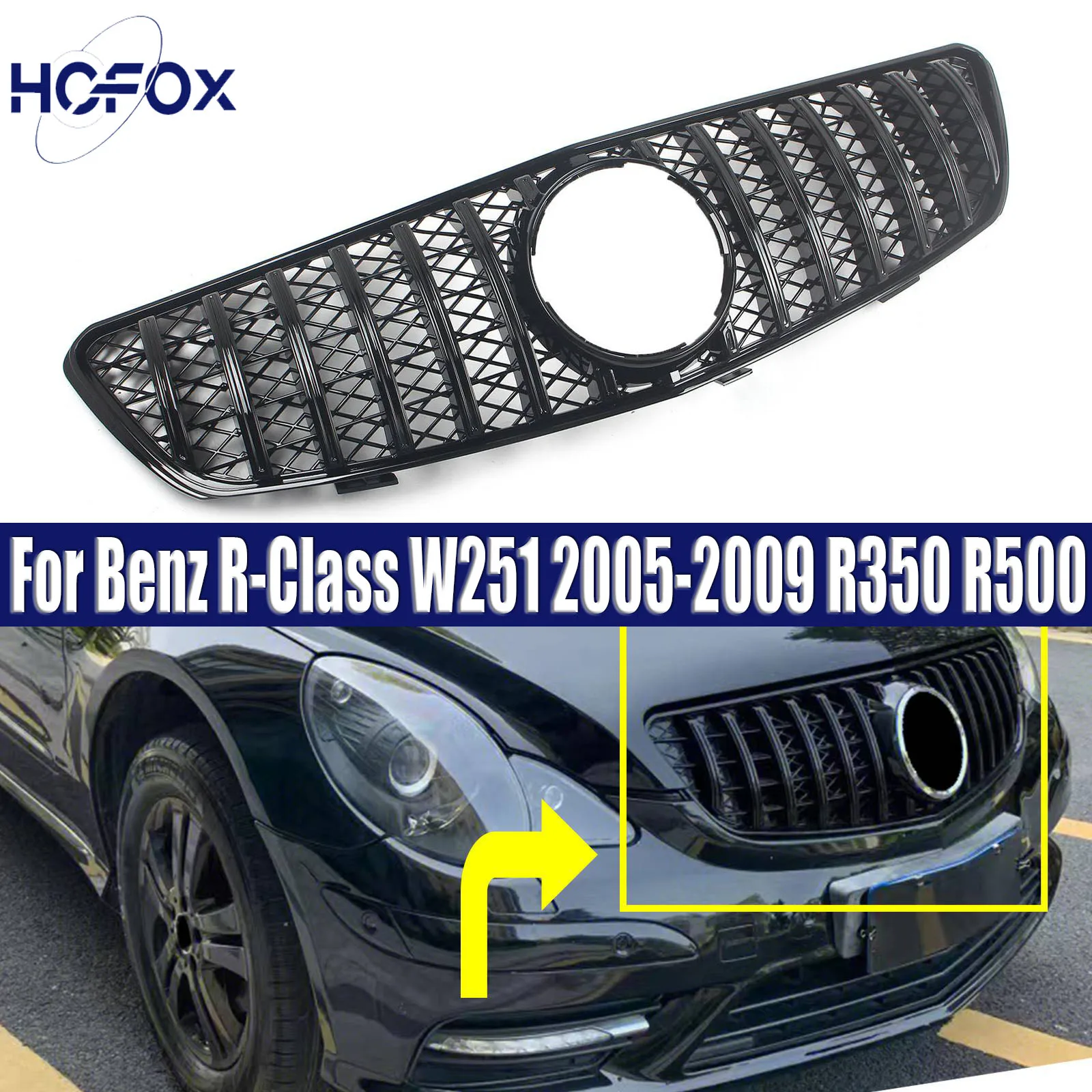 Front Grille Facelift Grilles Mesh Grill Accessories For Mercedes Benz R-Class W251 2005-2009 R350 R500