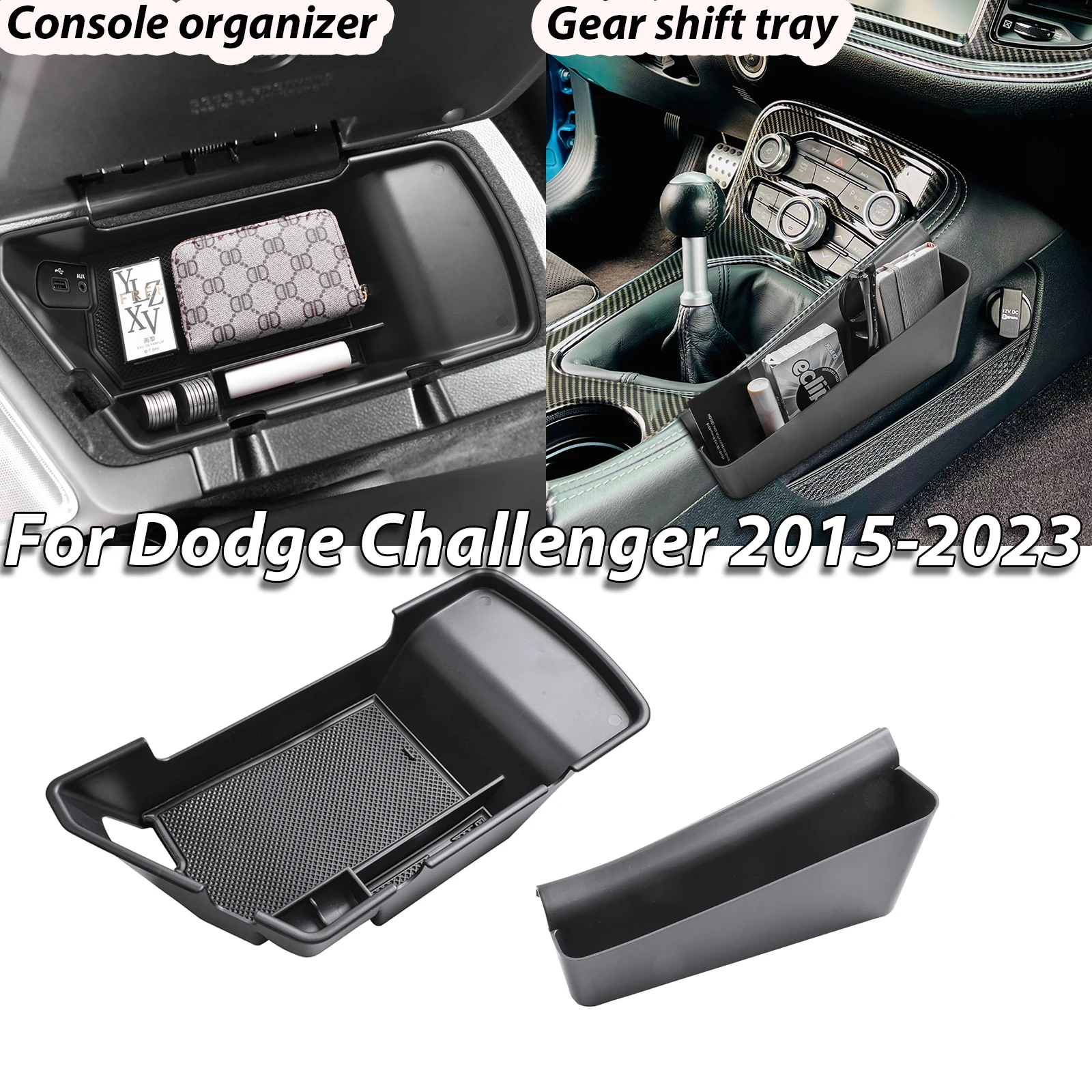 

Center Console Organizer for Dodge Challenger 2015-2023 Gear Shifter Storage Organizer Armrest Storage Box Car ABS Accessories