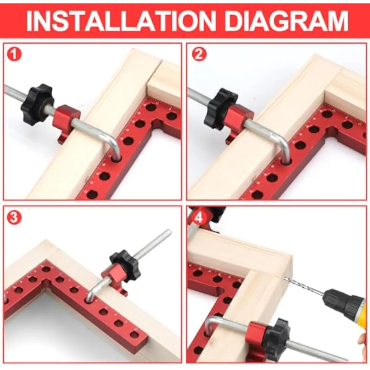 8-piece aluminum corner clamping set with dual sizing 5.5-inch and 2.5-inch for precise right-angle alignment in carpentry and D view 5