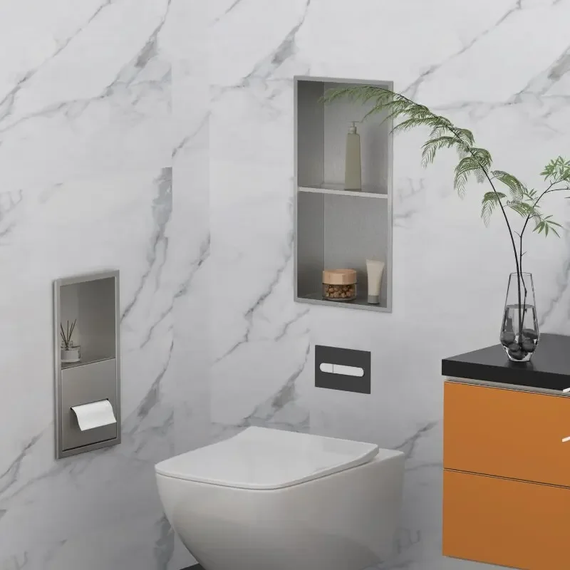 Stainless steel embedded paper drawing niche high-end bathroom tissue storage box