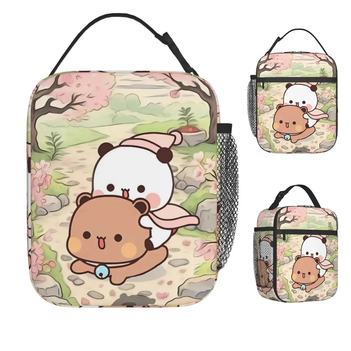 Bubu Dudu لطيف الكرتون الدب شخصية الغداء حقيبة Kawaii الباندا المحمولة علب الاغذية في الهواء الطلق حقيبة للحفاظ على البرودة أكسفورد الحرارية حمل حقائب اليد