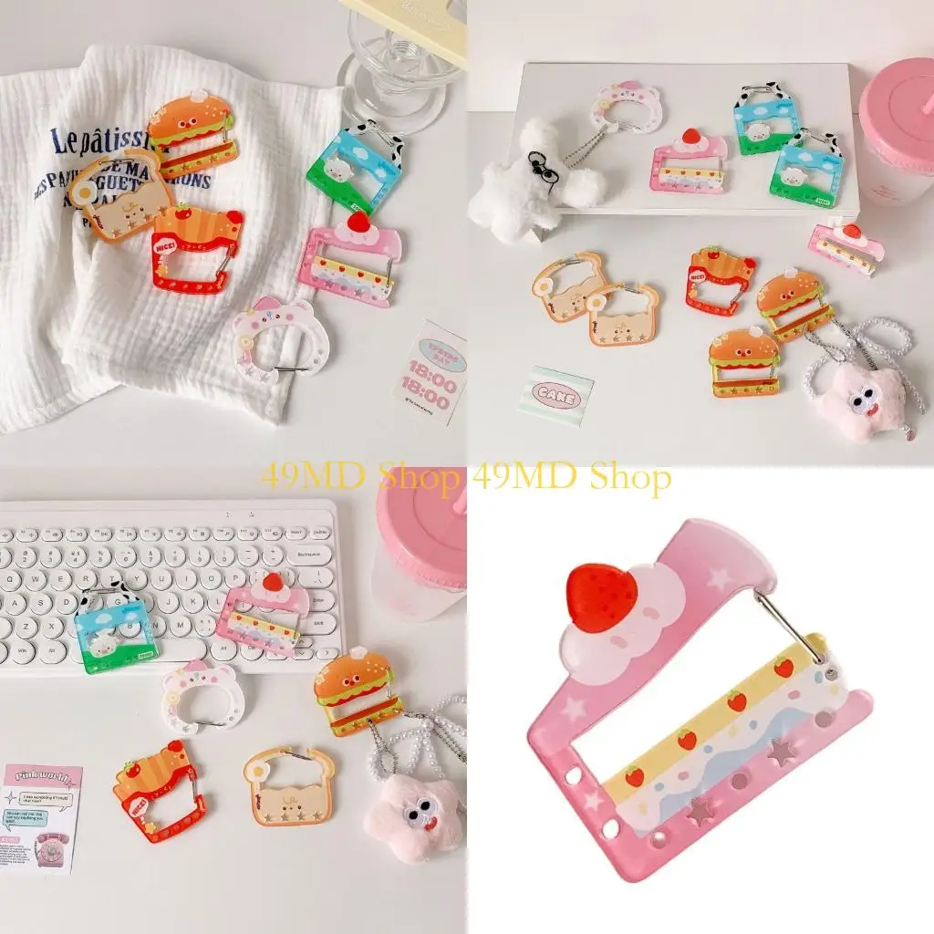 49MD Cartoon Burger And Chips Carabiner Clip With Secure Lock Fashion Keychain Holder For Daily Essential