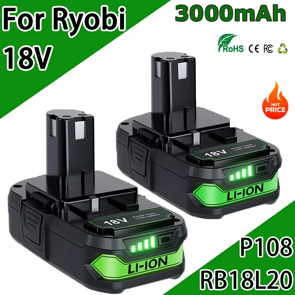 Ryobi 18 В 3,0 Ач аккумуляторные батареи RB18L50 Сменные литий-ионные батареи, для Ryobi RB18L25, RB18L15, P107, P102, P103 Ryobi 18 В 3,0 Ач аккумуляторные батареи RB18L50 Сменные литий-ионные батареи, для Ryobi RB18L25, RB18L15, P107, P102, P103