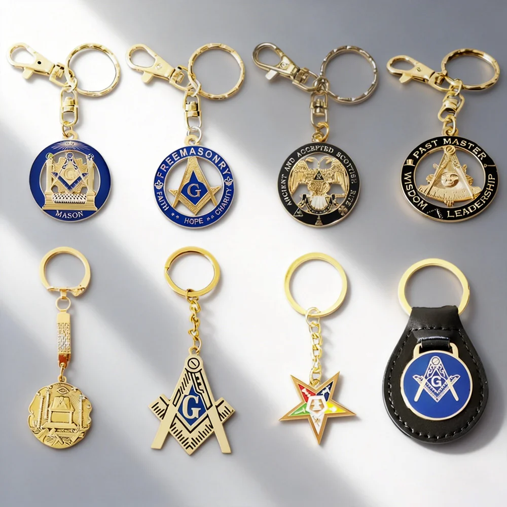 Freemason Masonic Key Chain  Personality Badge  Metal Accessories Fashion Ornaments Gifts  Personality