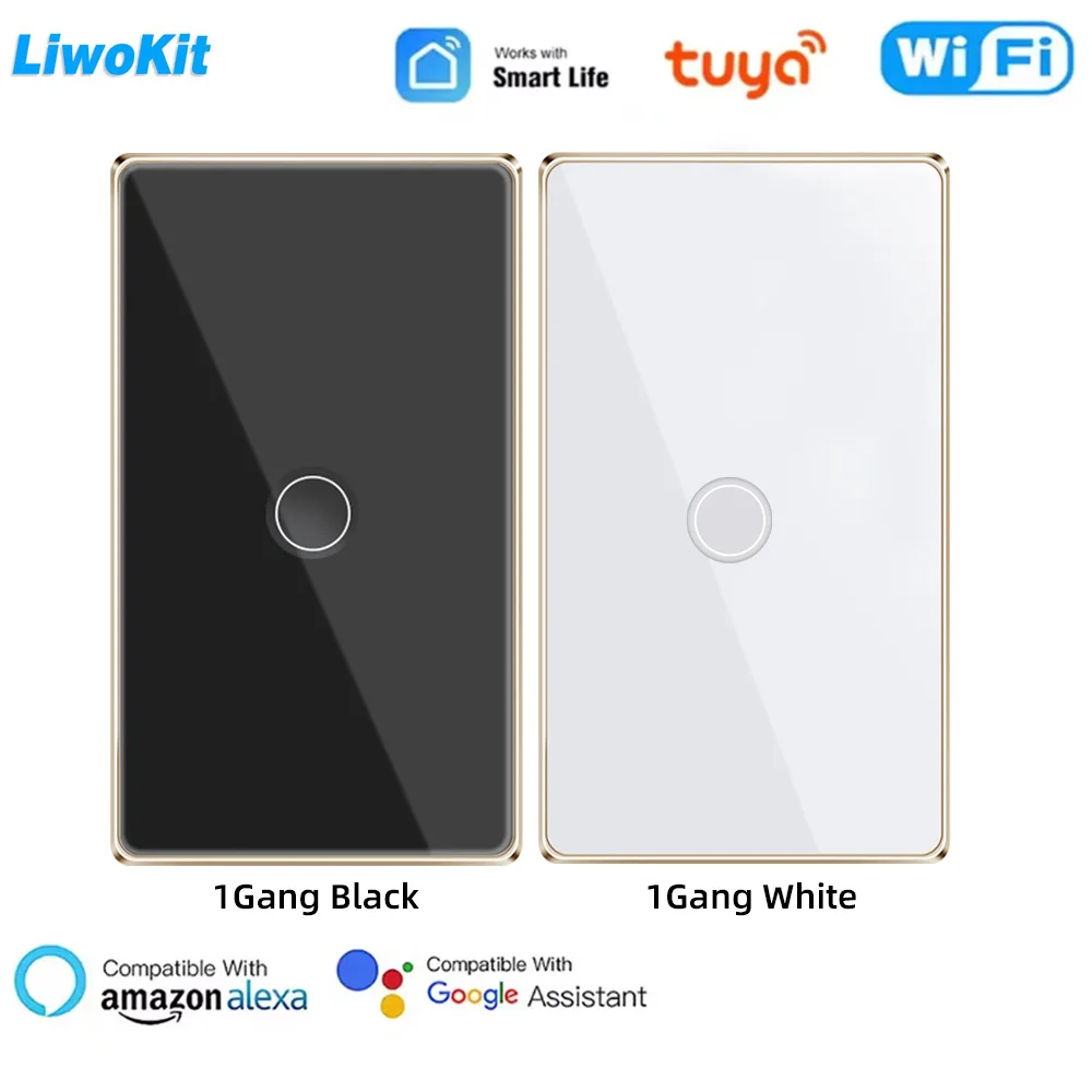

LiwoKit Tuya Wifi ​Aluminum Frame Recessed Touch Switch​ 1/2/3/4Gang Neutral Wire Work with Alexa Google Home Tuya Smart Life
