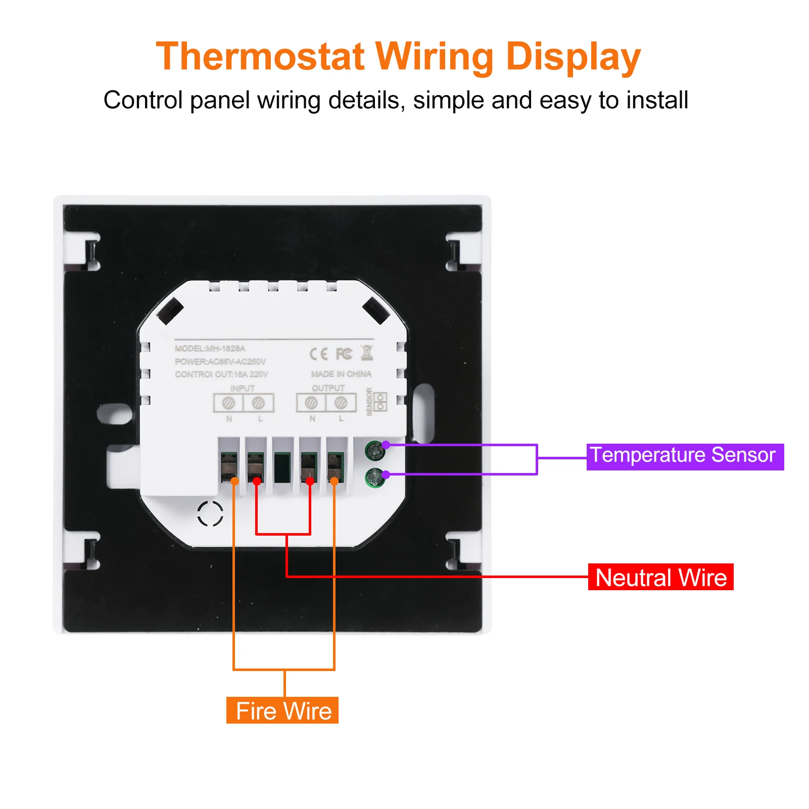 Termostato inteligente MH-1828, controlador de temperatura de calefacción de suelo radiante, con pantalla táctil LED, 85-265V, 16A