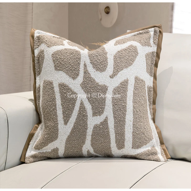 Diphylleia H Style Cream Streamline Geometry Decorative Cushion Cover Gray Ivory Luxury Pillow Case Modern Urban Chic Home Decor