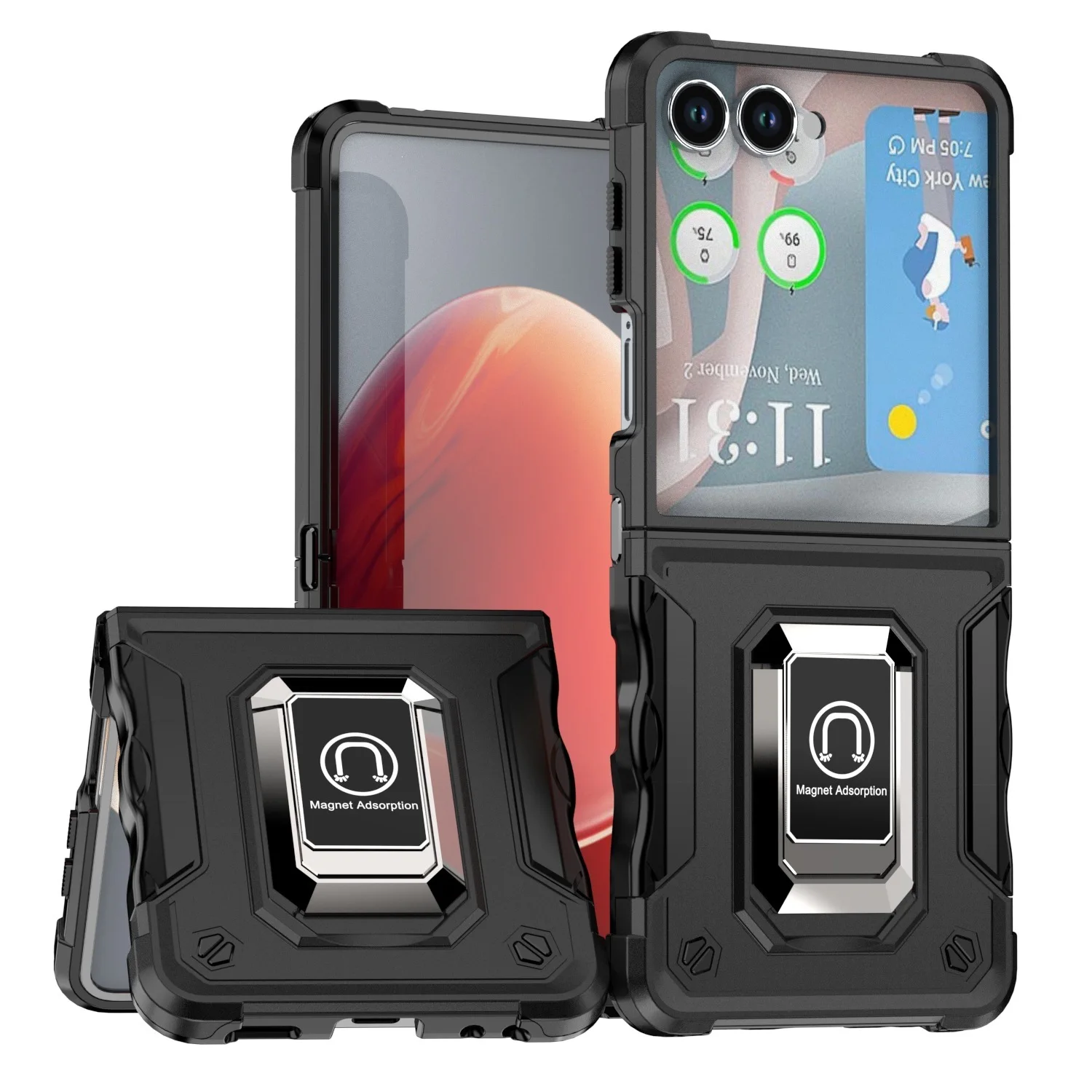 

For Samsung Galaxy Z Flip 7 Case Stand Anti Scratch Hinge Protection Full Body Rugged Shockproof Drop Protection Ring Cover