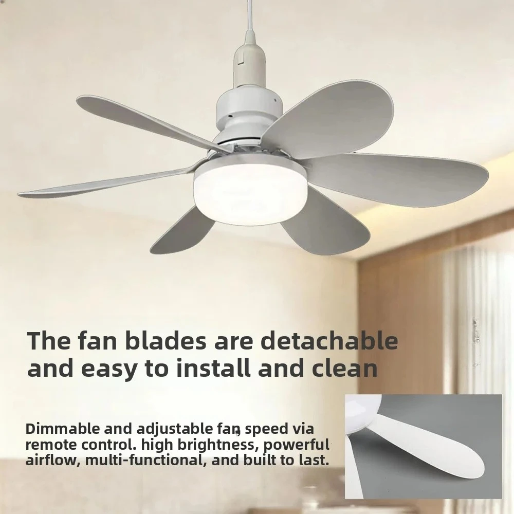 Fan Light Ceiling E27 Remote 6 Blade 40W LED 3 Speed Silent 3 Color Dimmable For Bedroom Living Room Kitchen Office Home