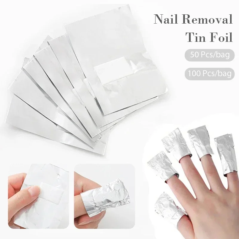 Toallitas para quitar uñas de Gel, papel de aluminio, removedor de Gel UV acrílico, envolturas de 50 piezas/100 piezas, desengrasante para limpieza de uñas