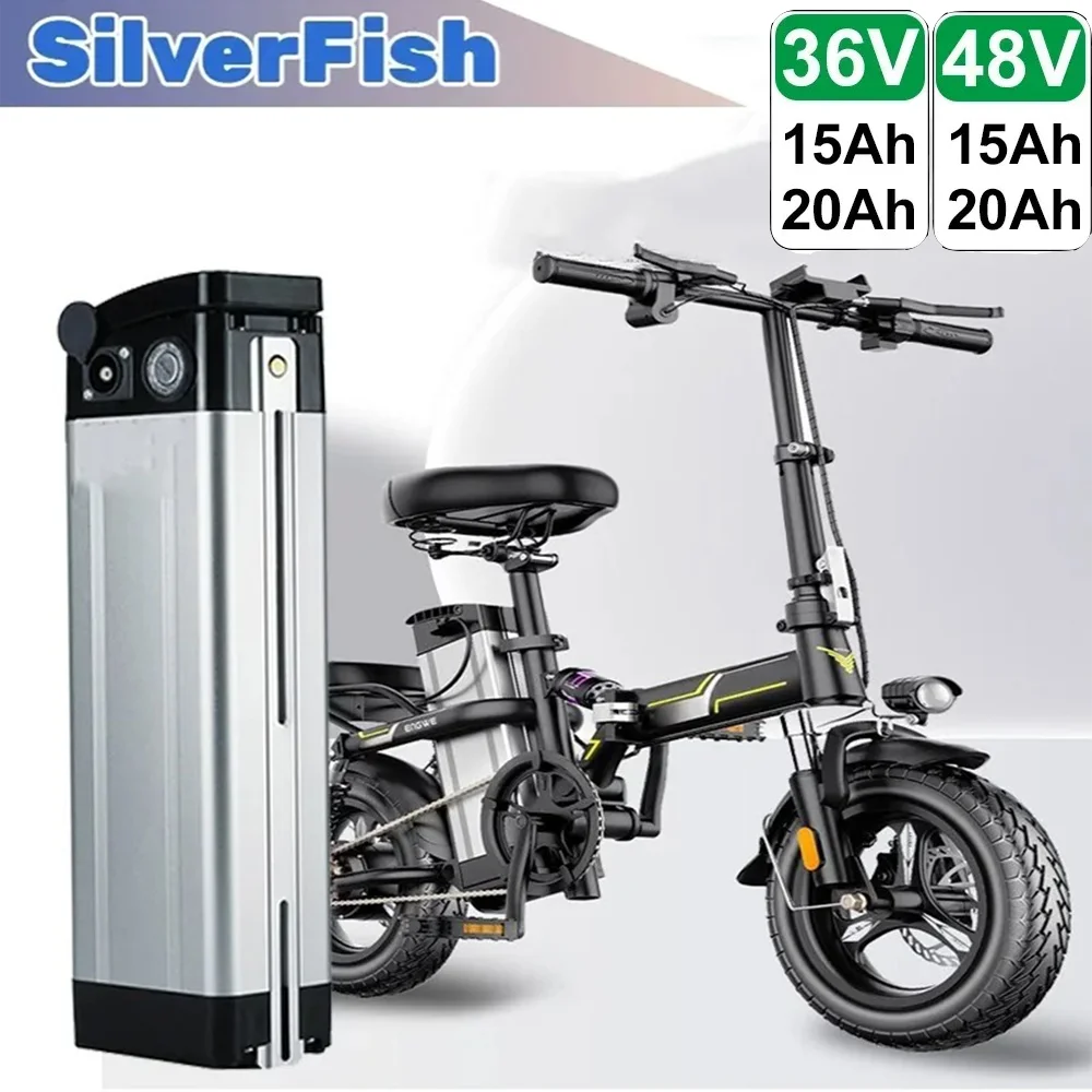 

Silver Fish Battery 36V/48V 15A/20A 500W/800W Silverfish Lithium e Bike Battery 48v 17ah 18650 Battery Pack+ Charger