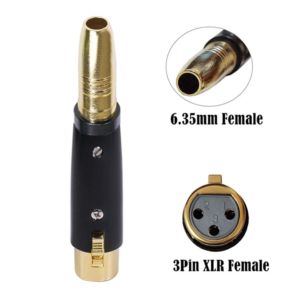 ​3 Pin XLR Female to 6.35mm Female Gold-plated Copper Core Jack Socket Audio Adapter