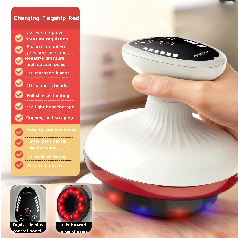 New Electric Guasha Scraping Massage Cupping Body Massager Vacuum Cans Suction Cup Heating Fat Burner Anti-cellulite Massager - Image 5