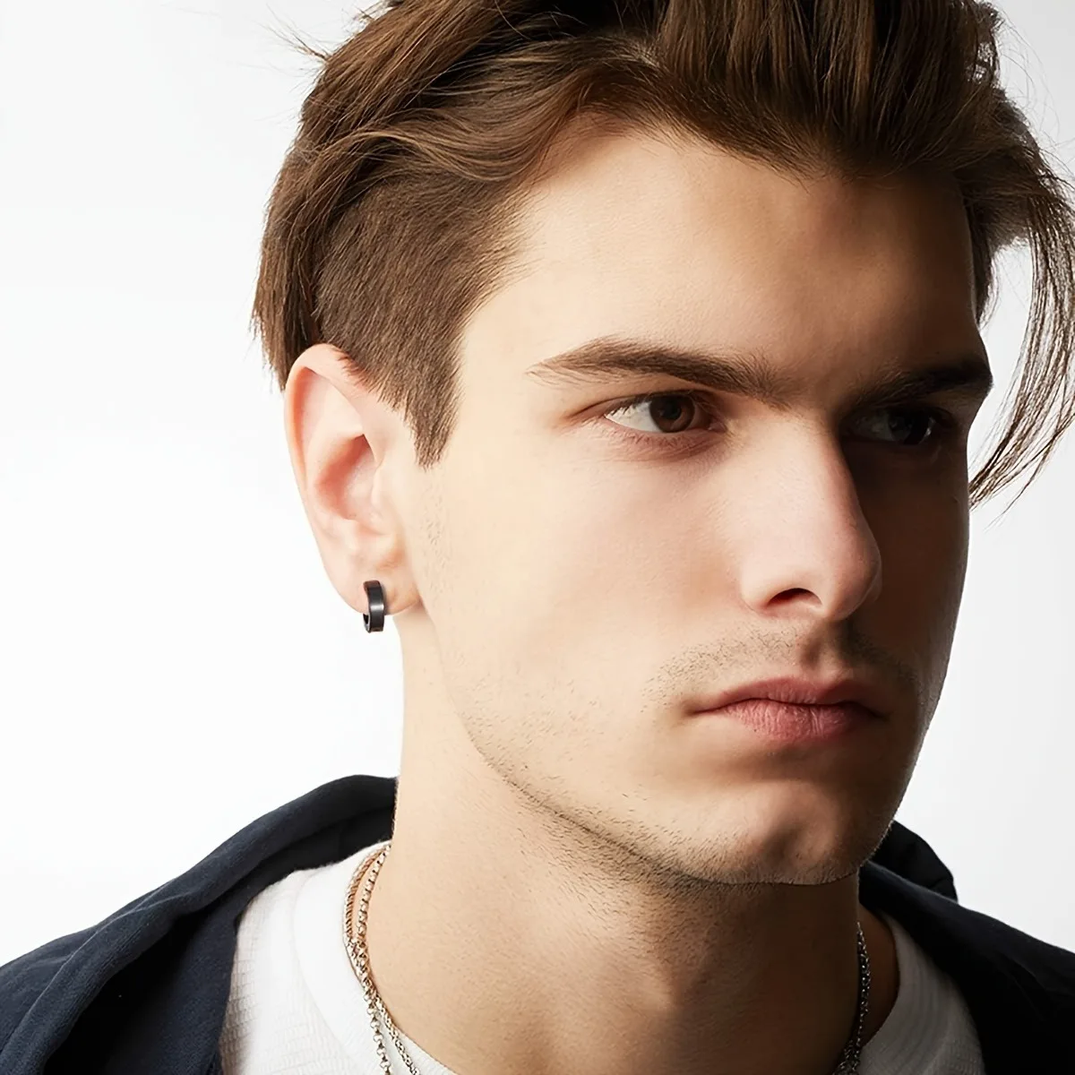 11pcs Punk Men\'s Stainless Steel Earring Set - Clip-on Hip-hop Fashion with Rivet & Feather Accents