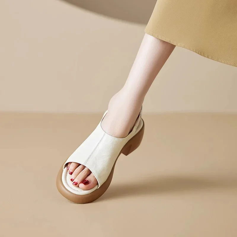 Sandal Wanita Hak Tinggi Sepatu Elegan Chunky Sandal Musim Panas 2025 Sandal Jepit Mode Pompa Tren Baru Slide Mujer De Sandalias