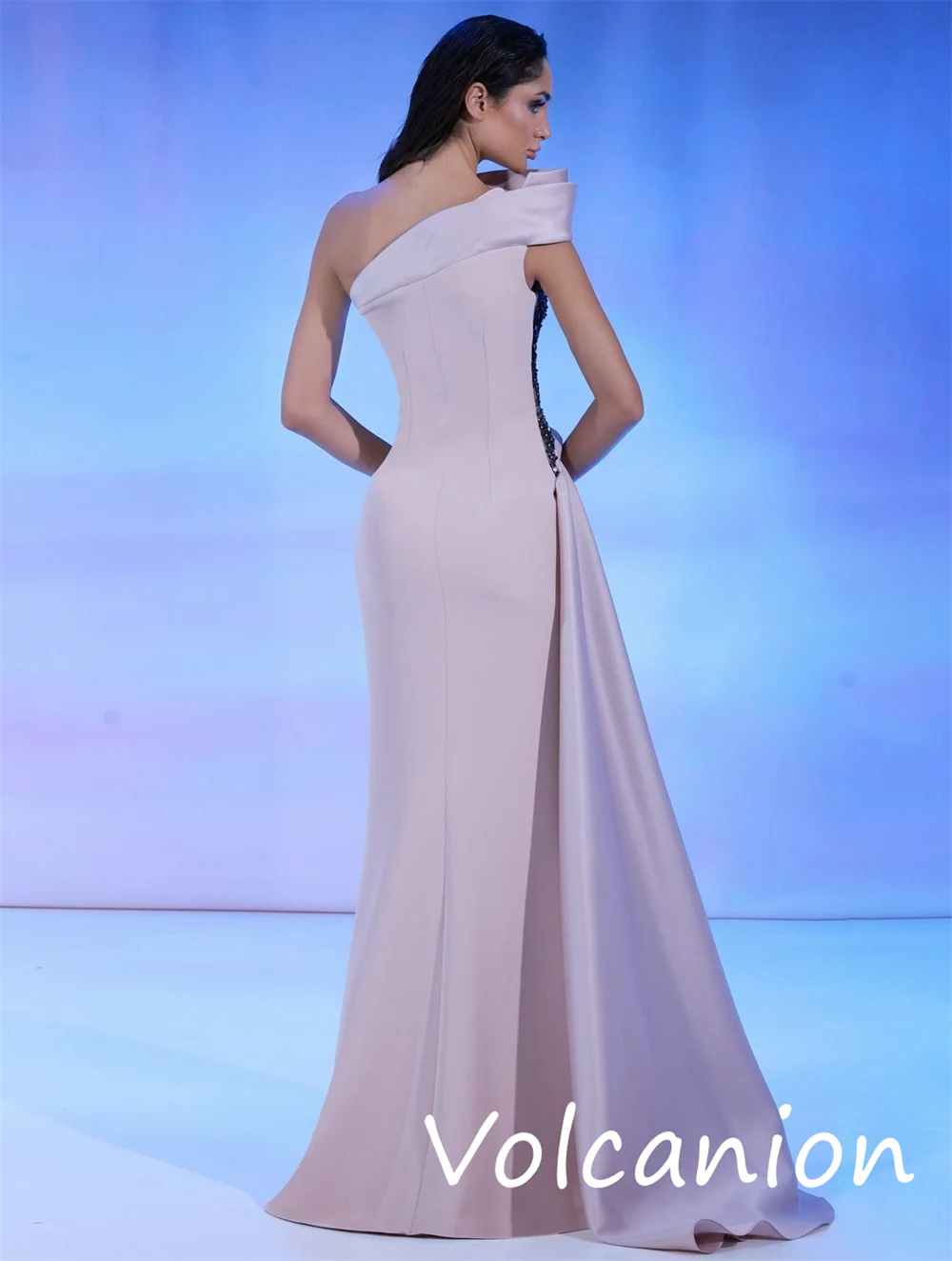 Taglie personalizzate disponibili Jersey Paillettes Piega Tromba Abiti lunghi monospalla Occasioni su misura Moda