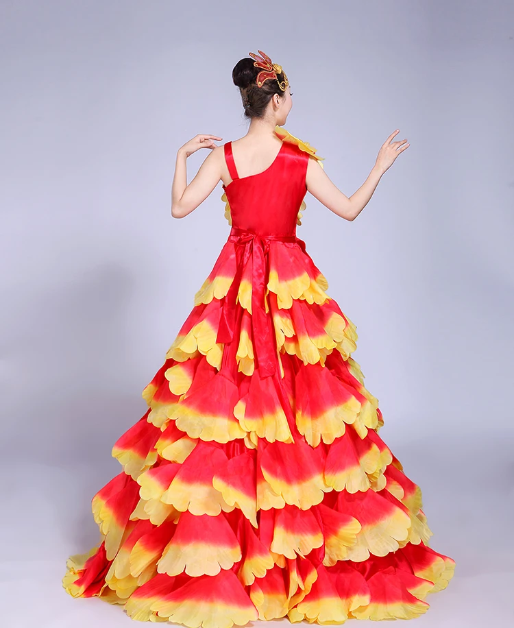 Damen Blütenblatt Spanisches Kleid für Auftritte, Tanzkostüm, Stierkampf-Flamenco-Kleider, Zigeuner-Flamenco-Bühnenkostüm, Neu 2026 – Detail 11