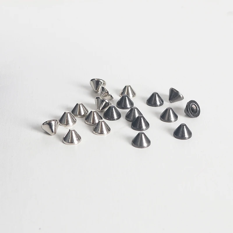 100sets Cone Spots Metal Punk Spike Leathercraft Rivets Bullet Spikes Rivets for Collar Shoes,9*6mm