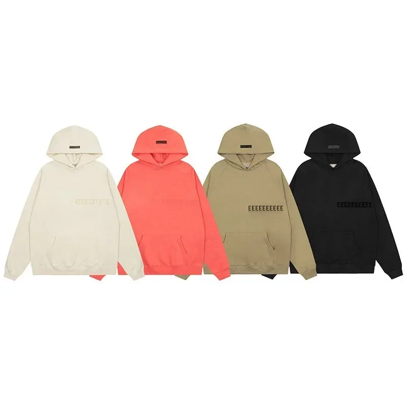 Classic Brand Men's 3D Plush Letter Logo Hoodies Luxury Design Solid Color Loose Hoodies High Street Cotton Sweater Couple Set