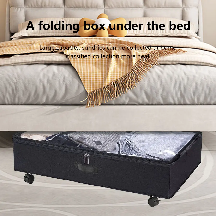 Folding bed bottom box with wheels under the bed cloth technology dust cover storage finishing iron technology pulley box