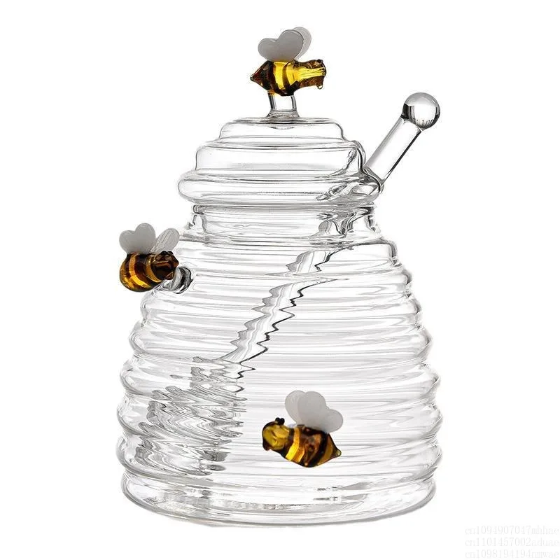 Honey Jar Thickened Glass Food Grade Jam Jar Storage Jar with Stirring Stick