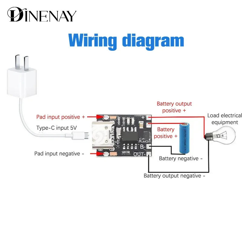 Ultra-Small Lithium Battery Charging Board 1A 3.7V4.2V Charger Module Type-C With Protection Board