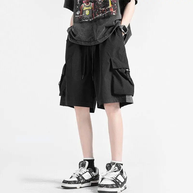 

Мужские модные трендовые шорты-карго, летние повседневные брюки для бега, свободные мужские толстовки с несколькими карманами, черные мужские брюки-карго большого размера