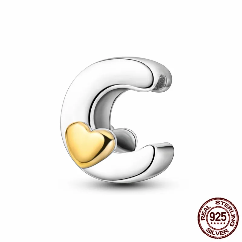 

This S925 sterling silver heart-shaped letter C charm, paired with an original design bracelet, makes a perfect DIY jewelry gift