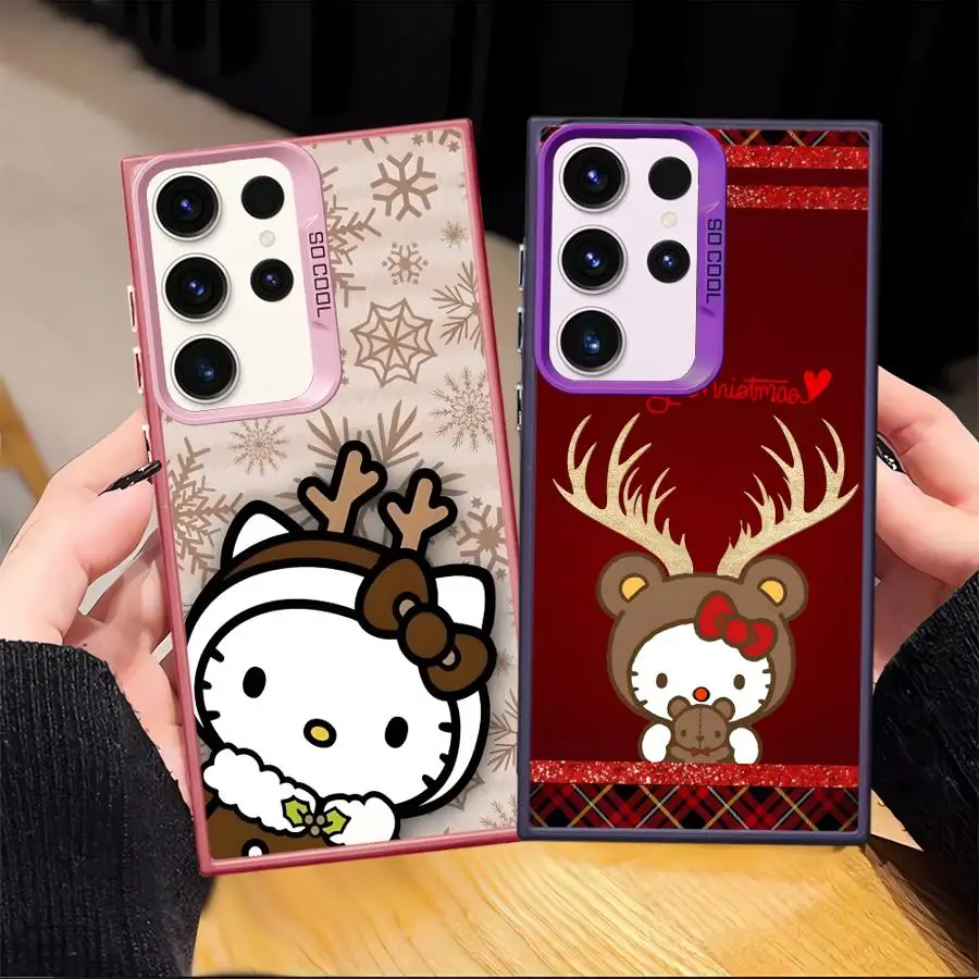 เคสโทรศัพท์มือถือสำหรับ Samsung Galaxy S24 FE S22 S25 Note 20 Ultra S23 S21 S20 Plus S23 Sanrio ลายคริสต์มาสกวางเรนเดียร์