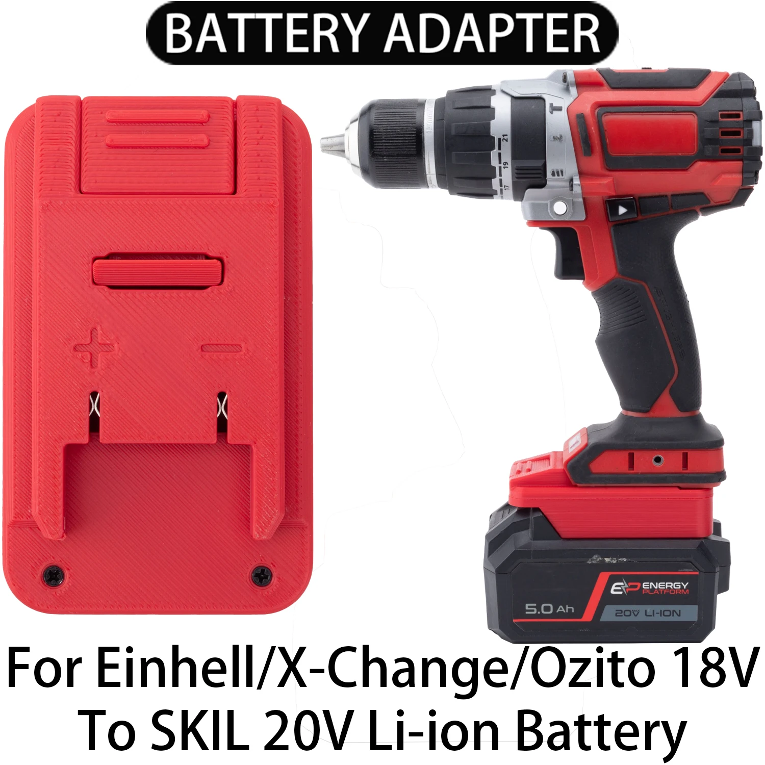 Conversor adaptador de bateria para ferramenta de íons de lítio Einhell/X-Change/Ozito de 18 V para conversor adaptador de bateria de íons de lítio SKIL de 20 V PR0601B